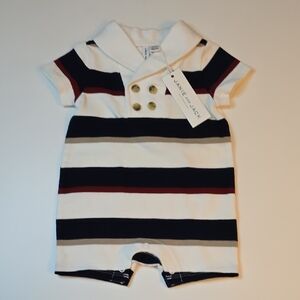 Janie And Jack Striped Baby Romper with Buttons